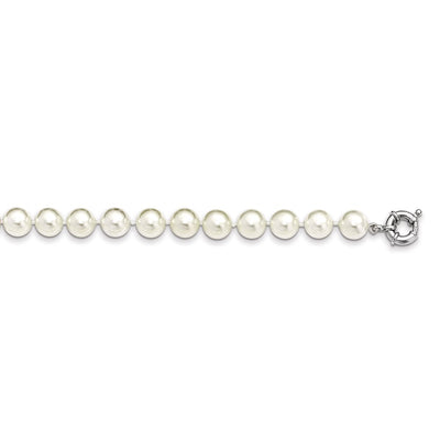 Majestik Sterling Silver Rhodium-plated White Imitation Shell Pearl Hand-knotted Necklace