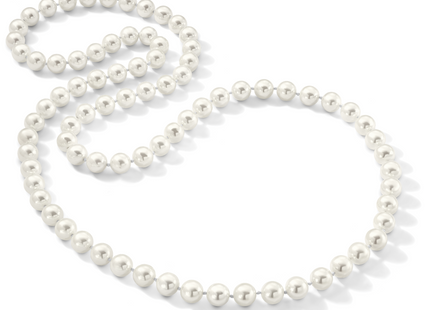 Majestik 10- White Imitation Shell Pearl Hand-knotted Slip-on Necklace