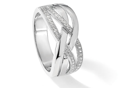 Brilliant Embers Sterling Silver Rhodium-plated 44 Stone Micro Pav CZ Polished Ring