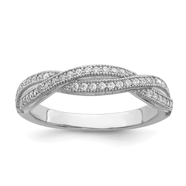 Sterling silver cubic zirconia cross ring
