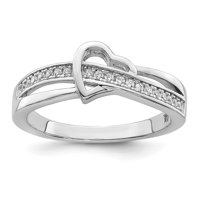 Sterling silver cubic zirconia heart ring