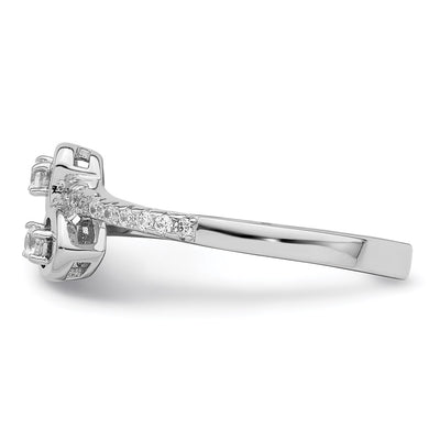 Brilliant Embers Sterling Silver Rhodium-plated 21 Stone Micro Pavé CZ Heart Ring