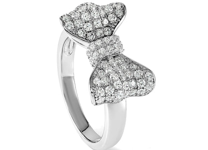 Brilliant Embers Sterling Silver Rhodium-plated 71 Stone Micro Pav CZ Bow Ring