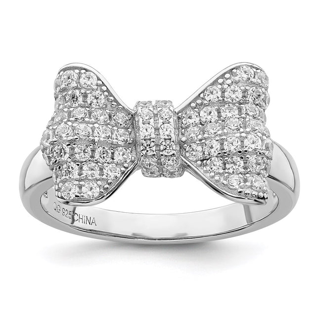 Sterling silver cubic zirconia bow ring