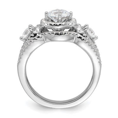 Brilliant Embers Sterling Silver Rhodium-plated 93 Stone Micro Pavé CZ 2-piece Wedding Set