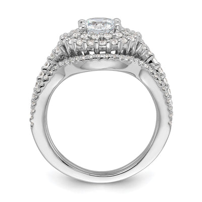 Brilliant Embers Sterling Silver Rhodium-plated 86 Stone Micro Pavé CZ 2-piece Wedding Set