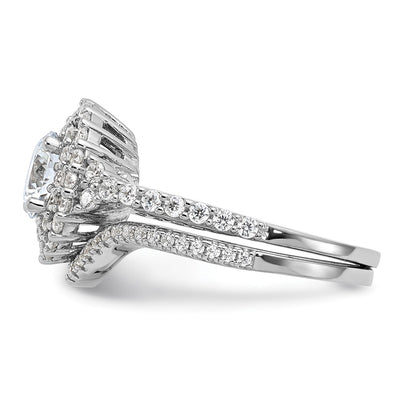 Brilliant Embers Sterling Silver Rhodium-plated 86 Stone Micro Pavé CZ 2-piece Wedding Set