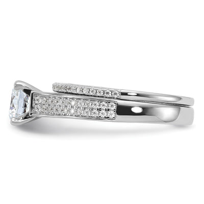 Brilliant Embers Sterling Silver Rhodium-plated 135 Stone Micro Pavé CZ 2-piece Wedding Set
