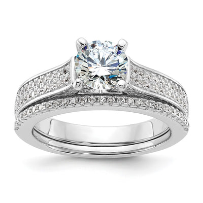 Brilliant Embers Sterling Silver Rhodium-plated 135 Stone Micro Pavé CZ 2-piece Wedding Set
