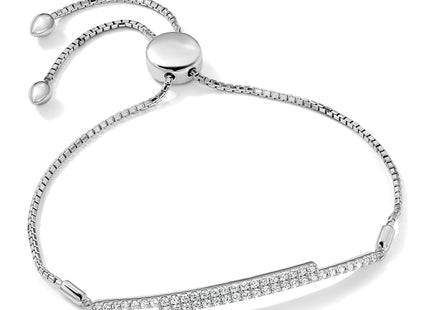 Brilliant Embers Sterling Silver Rhodium-plated 46 Stone Micro Pav CZ Adjustable Bracelet