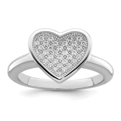 Sterling silver cubic zirconia heart ring