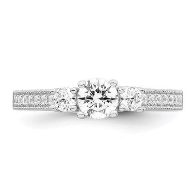 Brilliant Embers Sterling Silver Rhodium-plated 21 Stone Micro Pavé CZ Ring