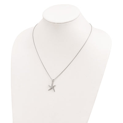 Brilliant Embers Sterling Silver Rhodium-plated 31 Stone Micro Pavé CZ Starfish Necklace with Extender