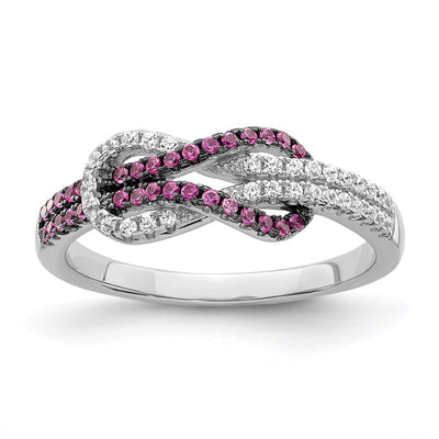 Sterling silver cubic zirconia knot ring