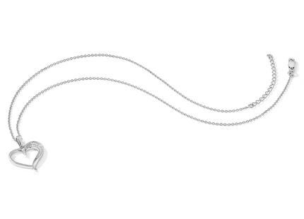 Brilliant Embers Sterling Silver Rhodium-plated 21 Stone Micro Pav CZ Polished Heart Necklace with Extender
