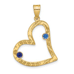 Sterling Silver/Gold-plated 2 Birthstone Heart with SS Bezel Family Pendant view 2