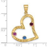 Sterling Silver/Gold-plated 3 Birthstone Heart with SS Bezel Family Pendant view 3