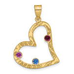 Sterling Silver/Gold-plated 3 Birthstone Heart with SS Bezel Family Pendant view 2