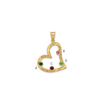 Sterling Silver/Gold-plated 4 Birthstone Heart with SS Bezel Family Pendant view 1