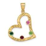 Sterling Silver/Gold-plated 4 Birthstone Heart with SS Bezel Family Pendant view 2