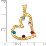 Sterling Silver/Gold-plated 5 Birthstone Heart with SS Bezel Family Pendant view 3