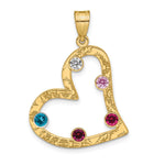 Sterling Silver/Gold-plated 5 Birthstone Heart with SS Bezel Family Pendant view 2
