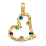 Sterling Silver/Gold-plated 6 Birthstone Heart with SS Bezel Family Pendant view 2
