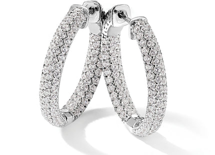 Sterling Shimmer Sterling Silver Rhodium-plated 178 Stone Pav CZ In and Out Round Hinged Hoop Earrings
