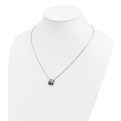 Brilliant Embers Sterling Silver Rhodium-plated 84 Stone Micro Pavé Black and White CZ Panda Necklace with Extender