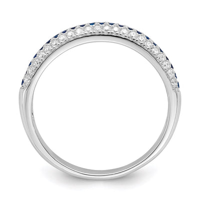 Brilliant Embers Sterling Silver Rhodium-plated 67 Stone Blue and White Micro Pavé CZ Polished Ring