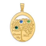 Sterling Silver/Gold-plated 3 Birthstone with SS Bezel Family Pendant view 2