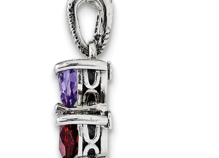 Sterling Silver Antiqued w/14k 2-stone Mother's Pendant Mounting