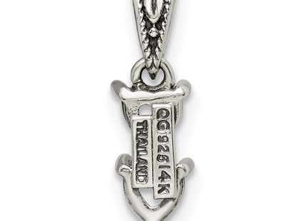 Sterling Silver Antiqued w/14k 2-stone Mother's Pendant Mounting