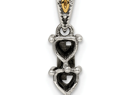 Sterling Silver Antiqued w/14k 2-stone Mother's Pendant Mounting