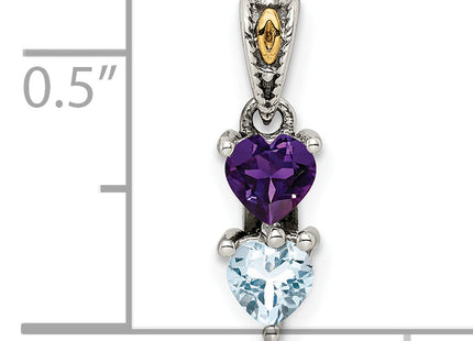 Sterling Silver Antiqued w/14k 2-stone Mother's Pendant Mounting