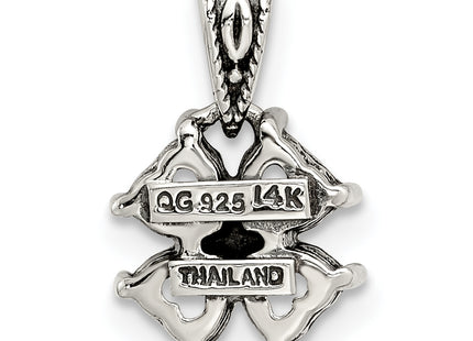 Sterling Silver Antiqued w/14k 4-stone Mother's Pendant Mounting