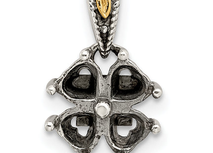 Sterling Silver Antiqued w/14k 4-stone Mother's Pendant Mounting