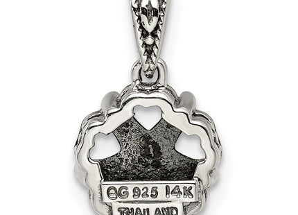 Sterling Silver Antiqued w/14k 5-stone Mother's Pendant