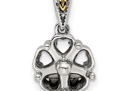 Sterling Silver Antiqued w/14k 5-stone Mother's Pendant