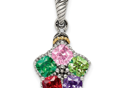 Sterling silver diamond mother pendant, alternate view