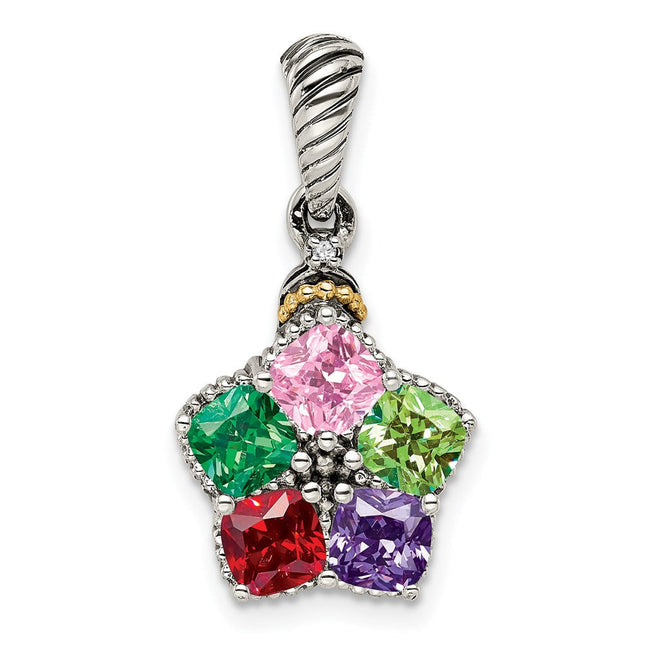 Sterling silver diamond mother pendant, alternate view