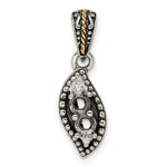 Sterling Silver Antique w/14k 2-stone w/Diamond Family Pendant w/18in Chain view 11