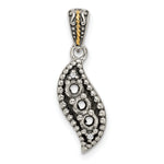 Sterling Silver Antique w/14k 3-stone w/Diamond Family Pendant w/18in Chain view 11