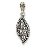 Sterling Silver Antique w/14k 5-stone w/Diamond Family Pendant w/18in Chain view 11