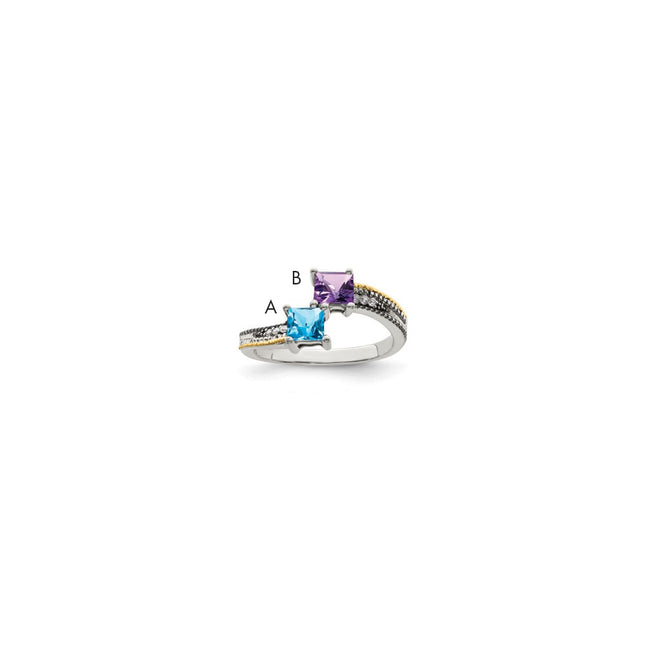 Sterling silver diamond mother ring