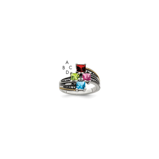 Sterling silver diamond mother ring