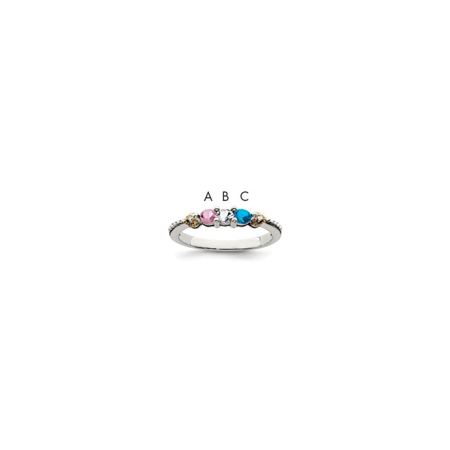 Sterling silver diamond mother ring