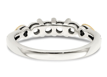 Sterling Silver Antiqued w/14K 4-stone w/Diamond Mother's Semi-Mount Ring