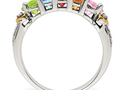 Sterling silver diamond mother ring, another view