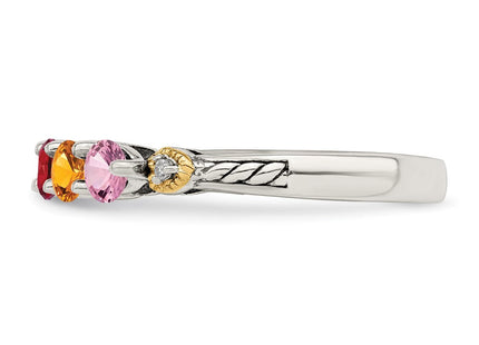 Sterling silver diamond mother ring, further view